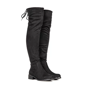 Fekete Művelúr Hosszúszárú Csizma