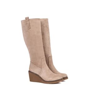 Bosido Barna Művelúr Bélelt Hosszúszárú Telitalpú Csizma