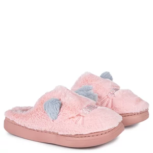 Rózsaszín-Szürke Női Szőrmés Cicás Mamusz