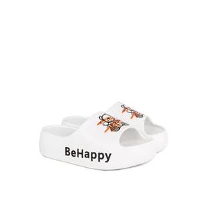 Fehér Maci Mintás Női Platformos Strandpapucs