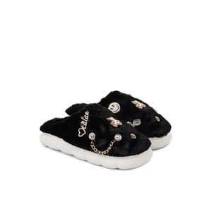 Fekete Puha és Meleg Papucs Csillogó Díszekkel