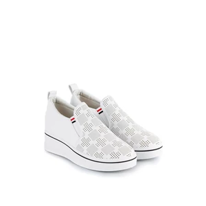 Fehér Műbőr Rejtett Magassarkú Slip-On