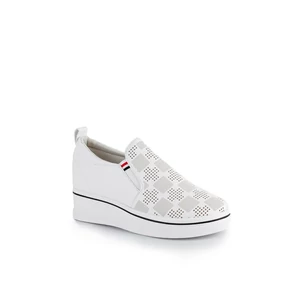 Fehér Műbőr Rejtett Magassarkú Slip-On