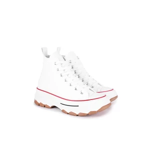 Fehér Platformos Talpú Vászon Magasszárú Tornacipő Fehér Platformos Talpú Vászon Magasszárú Tornacipő