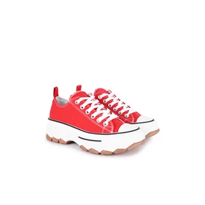 Piros Platformos Talpú Vászon Rövidszárú Tornacipő Piros Platformos Talpú Vászon Rövidszárú Tornacipő