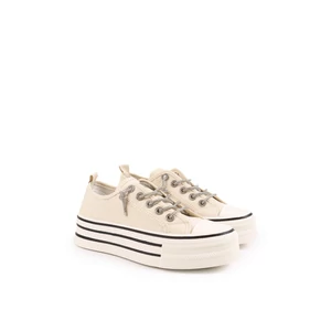 Bézs Platformos Vászon Tornacipő Bézs Platformos Vászon Tornacipő