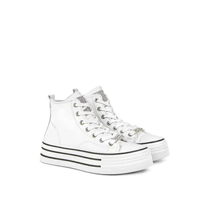 Fehér Bélelt Platformos Tornacipő Fehér Bélelt Platformos Tornacipő