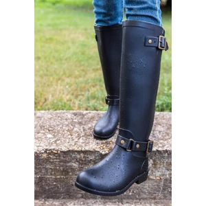 Női Hosszússzárú Gumicsizma Cipzárral Fekete