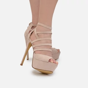 SMALLSWAN Női Bézs Színű Művelúr Tűsarkú