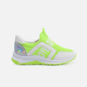 Neonzöld Szintetikus Feliratos Sneaker 