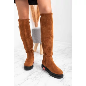 Világosbarna Cipzáras Magasszárú Csizma