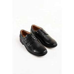 Fekete Férfi Fűzős Műbőr Minimalista Utcai-Alkalmi Cipő Kerek Orral