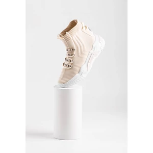 Bézs Magasszárú Feliratos Zoknicipő