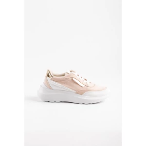 Bézs Arany Női Sneaker Sarokmagasítással