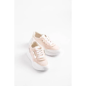 Bézs Arany Női Sneaker Sarokmagasítással