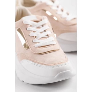 Bézs Arany Női Sneaker Sarokmagasítással