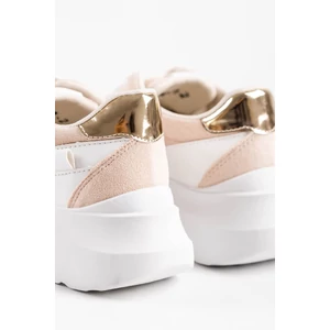 Bézs Arany Női Sneaker Sarokmagasítással