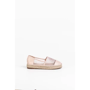 Világosrózsaszín Háncstalpú Művelúr Női Espadrilles Virág Hímzéssel