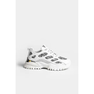 Fehér Mintás Magas Talpú Női Sneaker Sarok Dísszel