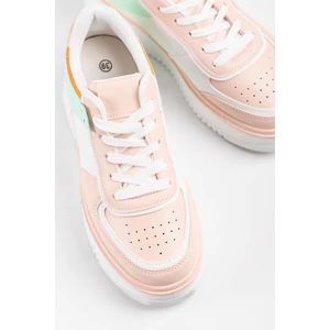 Világosrózsaszín Színes Magas Talpú Női Fűzős Sneaker