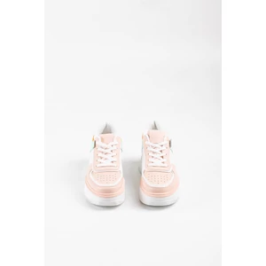 Világosrózsaszín Színes Magas Talpú Női Fűzős Sneaker