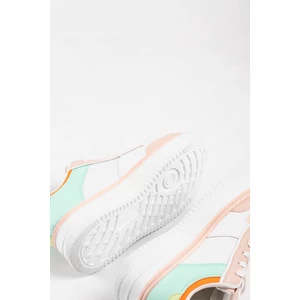 Világosrózsaszín Színes Magas Talpú Női Fűzős Sneaker