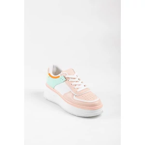 Világosrózsaszín Színes Magas Talpú Női Fűzős Sneaker