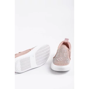 Mályva Színű Csillogó Strasszköves Belebújós Slip-on Félcipő