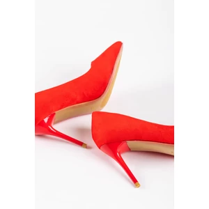 Piros Női Művelúr Magassarkú