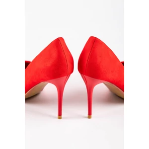 Piros Női Művelúr Magassarkú