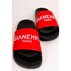 Piros Feliratos Trendi Férfi Strandpapucs