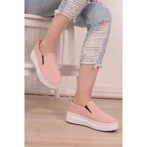 Platformos Rózsaszín Művelúr Slip-on Félcipő