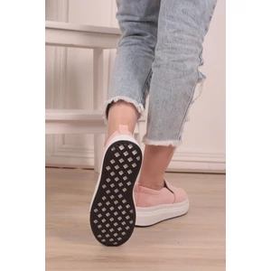 Platformos Rózsaszín Művelúr Slip-on Félcipő
