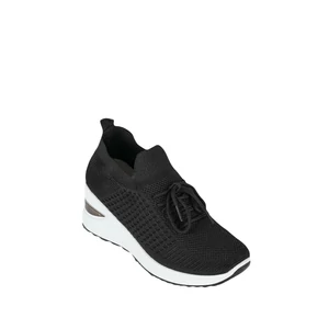 Egyszínű Fekete Fűzős Textil Anyagú Sneaker