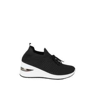Egyszínű Fekete Fűzős Textil Anyagú Sneaker
