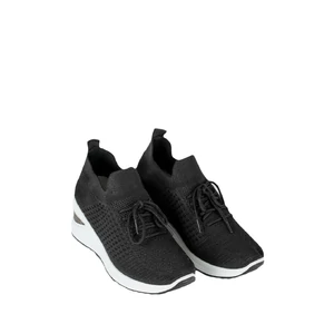 Egyszínű Fekete Fűzős Textil Anyagú Sneaker