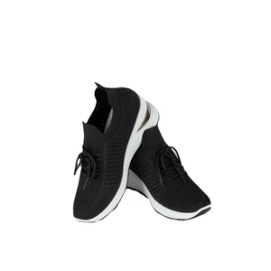 Egyszínű Fekete Fűzős Textil Anyagú Sneaker