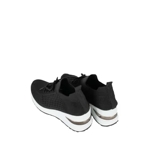 Egyszínű Fekete Fűzős Textil Anyagú Sneaker
