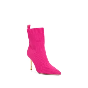 Pink Tűsarkú Textil Bokacsizma