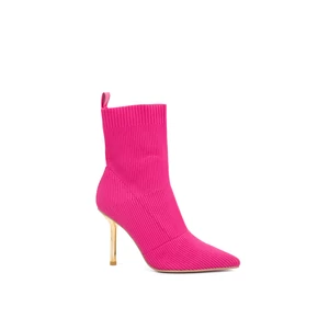 Pink Tűsarkú Textil Bokacsizma