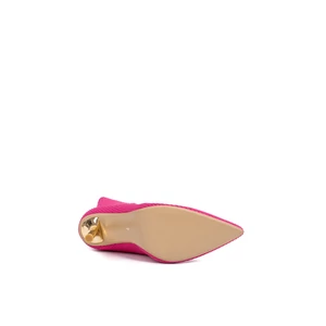 Pink Tűsarkú Textil Bokacsizma