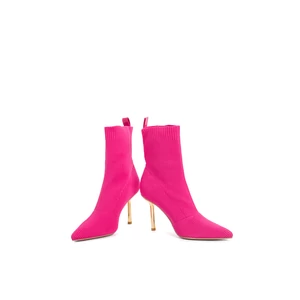 Pink Tűsarkú Textil Bokacsizma