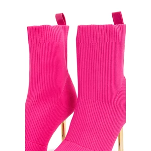 Pink Tűsarkú Textil Bokacsizma