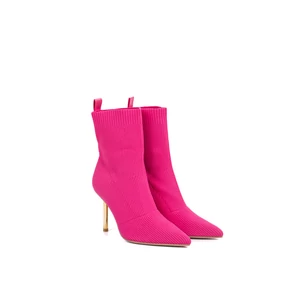 Pink Tűsarkú Textil Bokacsizma