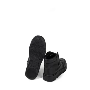 Fekete Színű Fűzős Magasszárú Női Félcipő