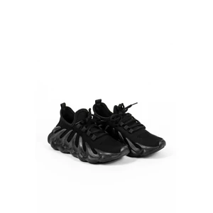 Fekete Gumírozott Anyagú Platformos Sneaker