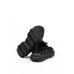 Fekete Gumírozott Anyagú Platformos Sneaker