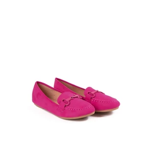 Egyszínű Sötét Pink Művelúr Balerina Cipő Csattal Díszítve