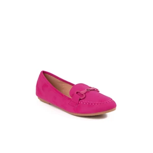 Egyszínű Sötét Pink Művelúr Balerina Cipő Csattal Díszítve