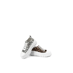 Fekete-Fehér Zebra Mintás Platformos Talpú Vászon Tornacipő